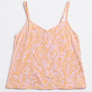 BP Camisole Women XS Pink Yellow Abstract Tiger Stripe Spaghetti Strap V-Neck